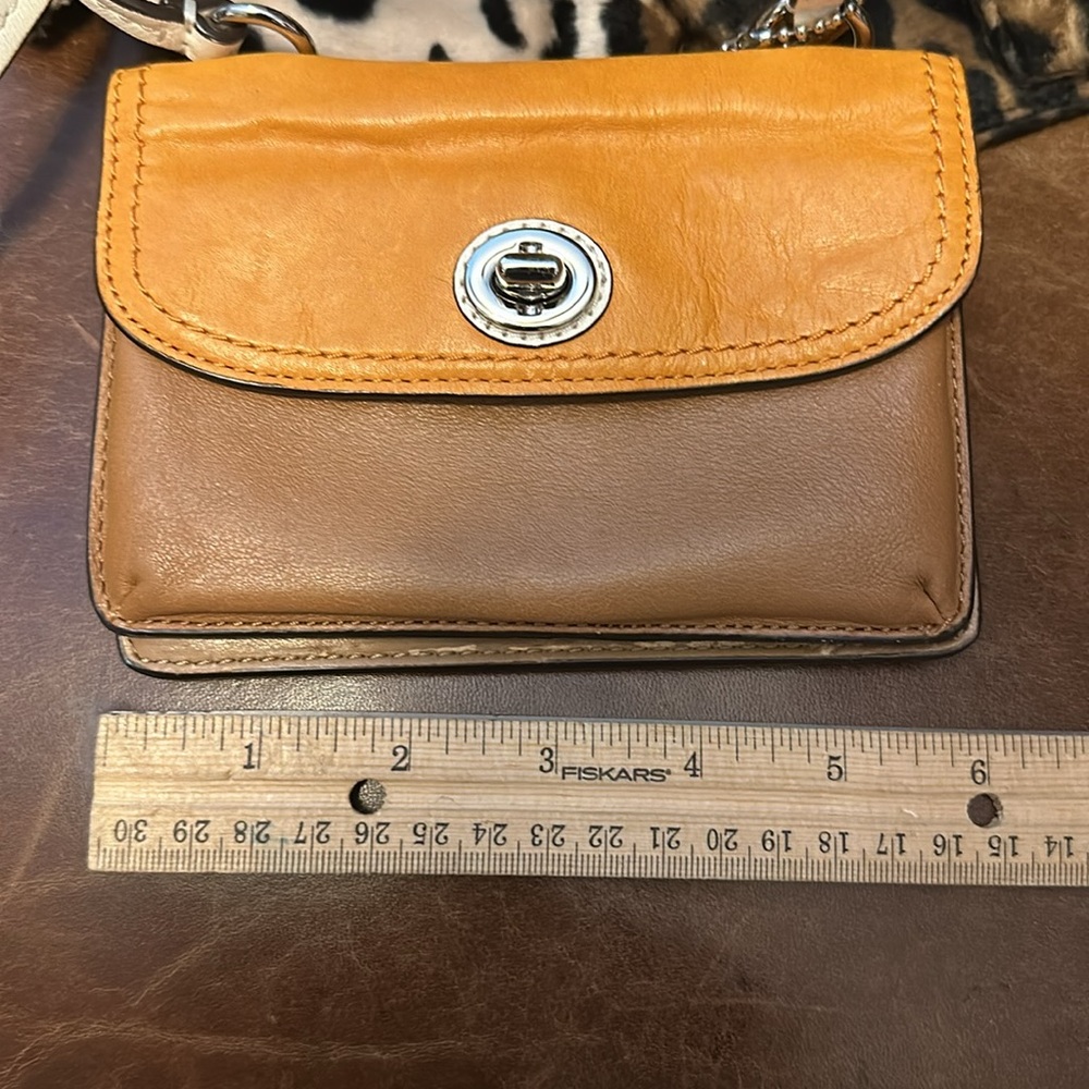Coach Two-Tone Leather Crossbody Bag - Orange and Tan - Picture 9 of 10